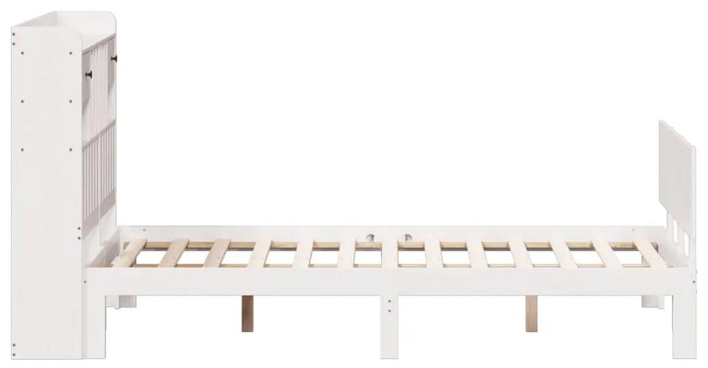 Cama com estante sem colchão 135x190 cm pinho maciço branco