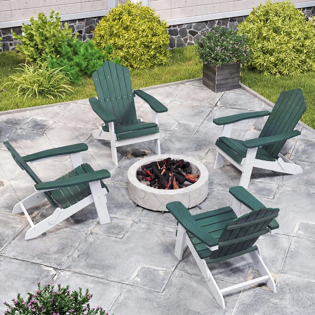 Cadeira Adirondack Dobrável, 88 x 77 x 95 cm, Apoios de Braços Largos, Verde Escuro