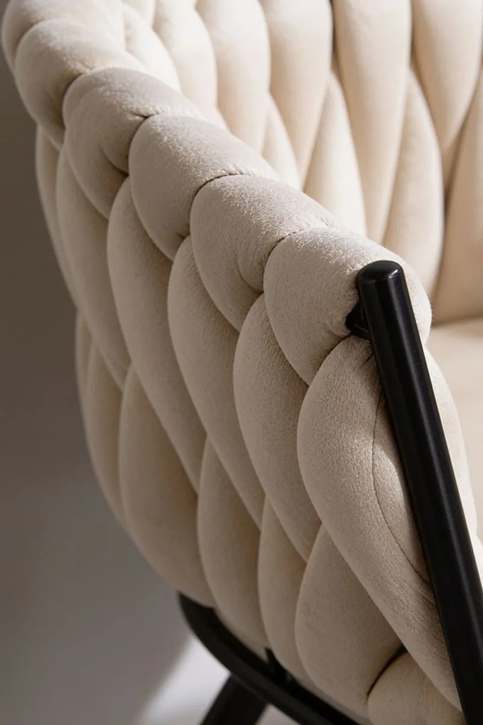 Cadeira Widny Black Veludo - Beige