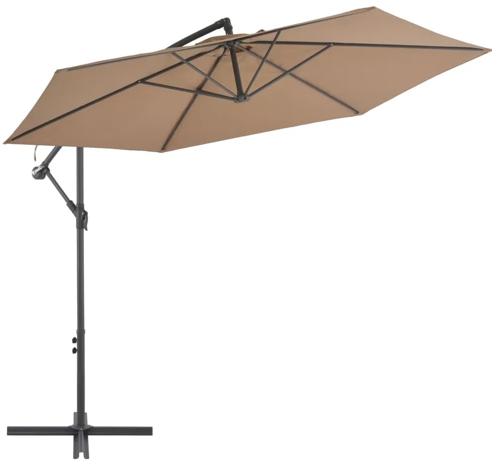 Guarda-sol cantilever c/ poste alumínio 300cm cinza-acastanhado