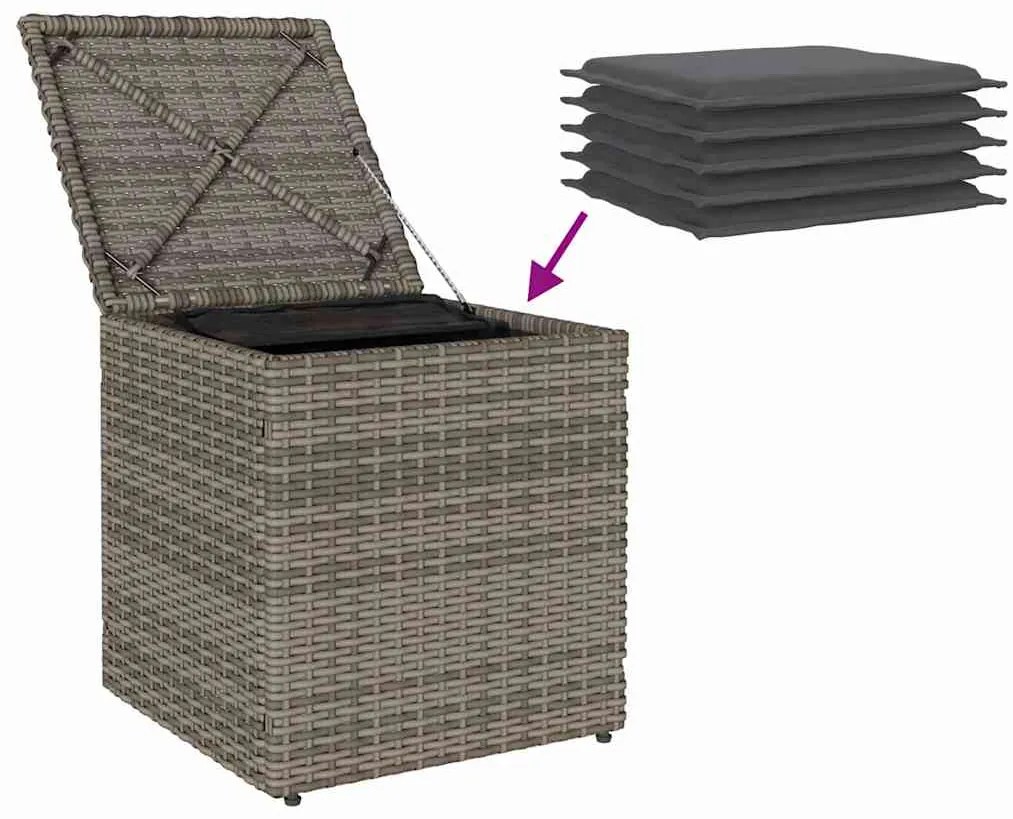 Bancos jardim com almofadas 2 unid 40x40x43 cm vime PE cinzento