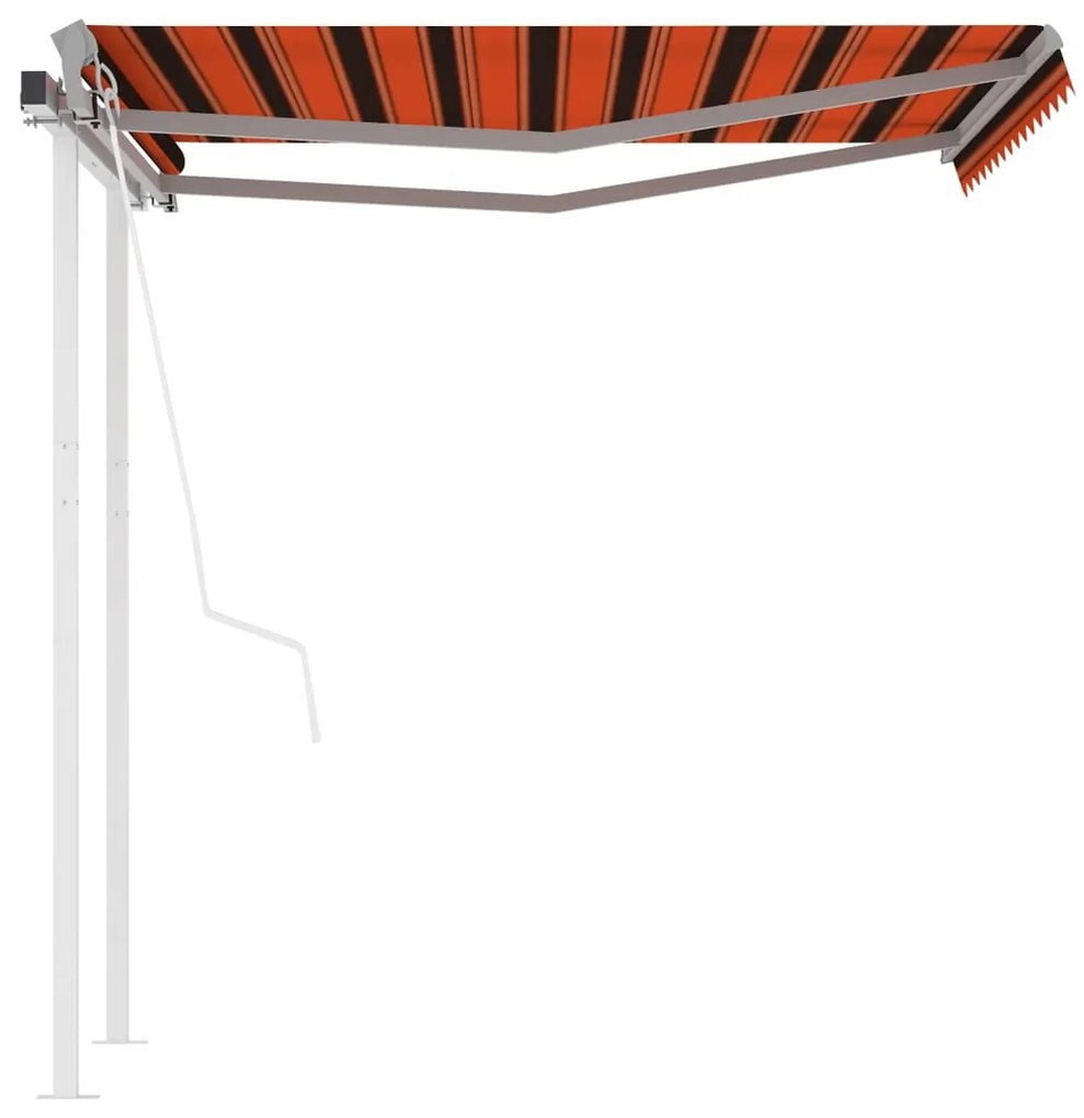 Toldo retrátil automático com postes 3x2,5 m laranja e castanho