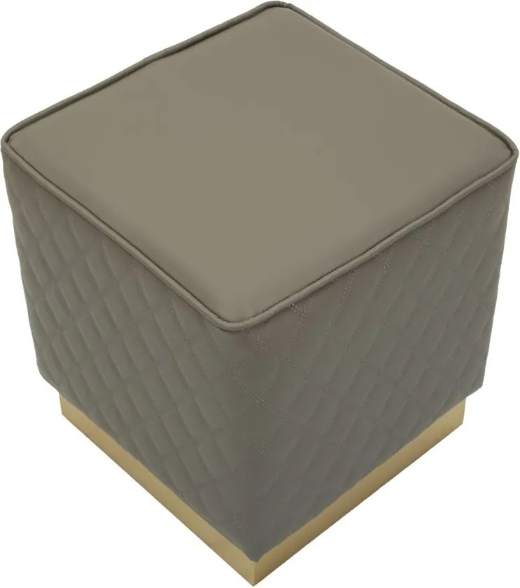 BANCO PUFE QUADRADO SHARON 35X35X38 CM CINZA E DOURADO