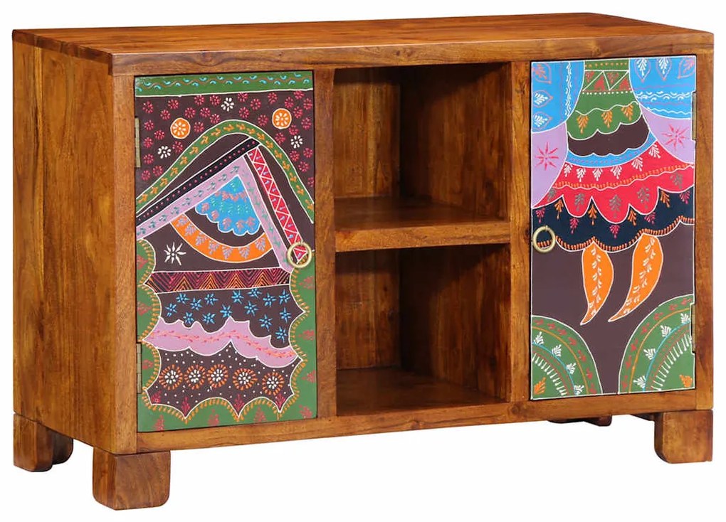 Aparador multicor 90x35x60 cm madeira de acácia maciça