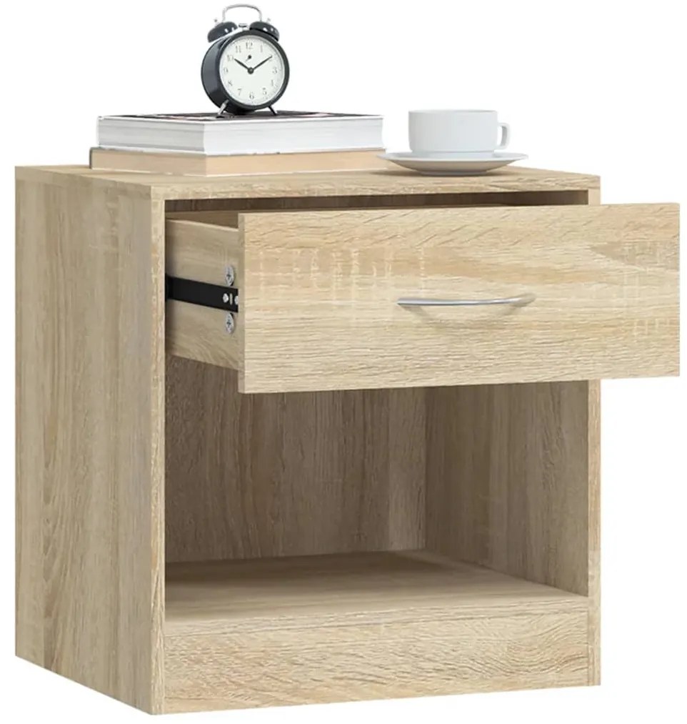 Mesa de cabeceira com gavetas 2 pcs cor de carvalho
