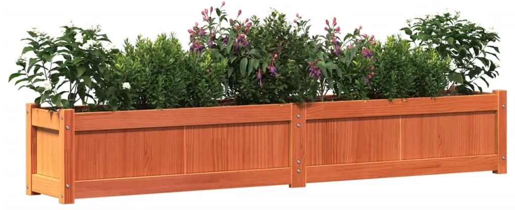 Vaso/floreira de jardim 180x31x31 cm pinho maciço castanho cera