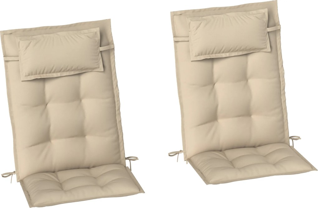 Outsunny Conjunto de 2 Almofadas para Espreguiçadeira, Resistente à Água, Almofada para Espreguiçadeira de Jardim, Acolchoamento 50x116x5 cm, Bege | Aosom Portugal
