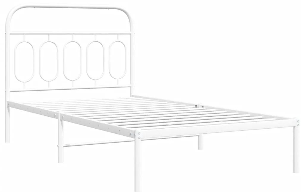 Estrutura de cama com cabeceira 100x190 cm metal branco