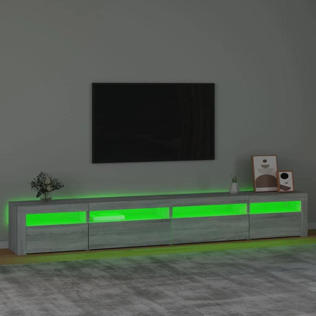 Móvel de TV com luzes LED 270x35x40 cm sonoma cinza