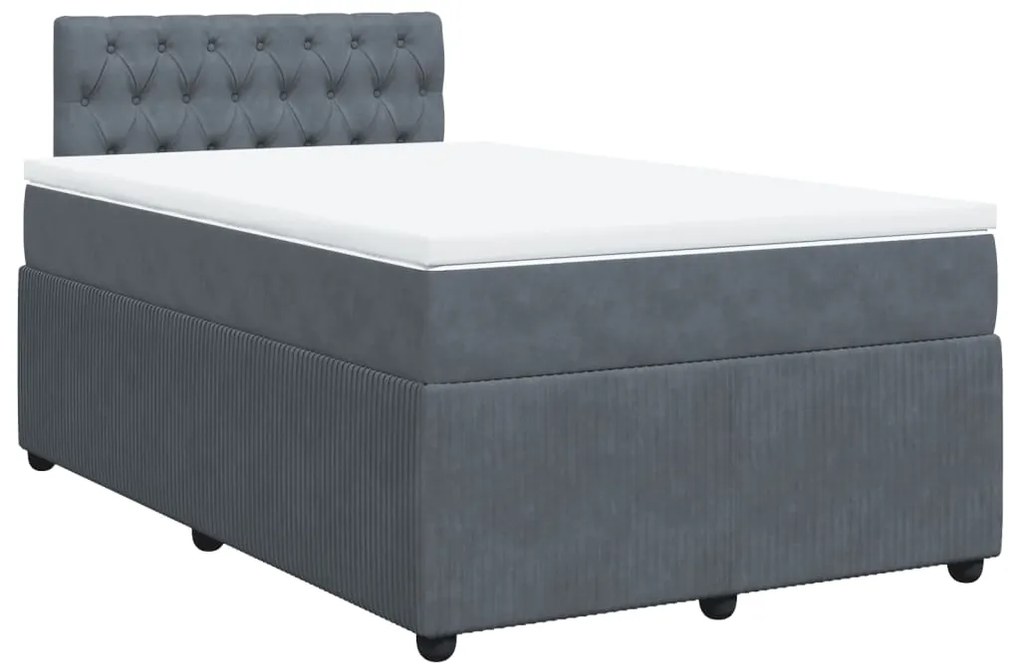 Cama boxspring com colchão 120x190 cm veludo cinzento-escuro