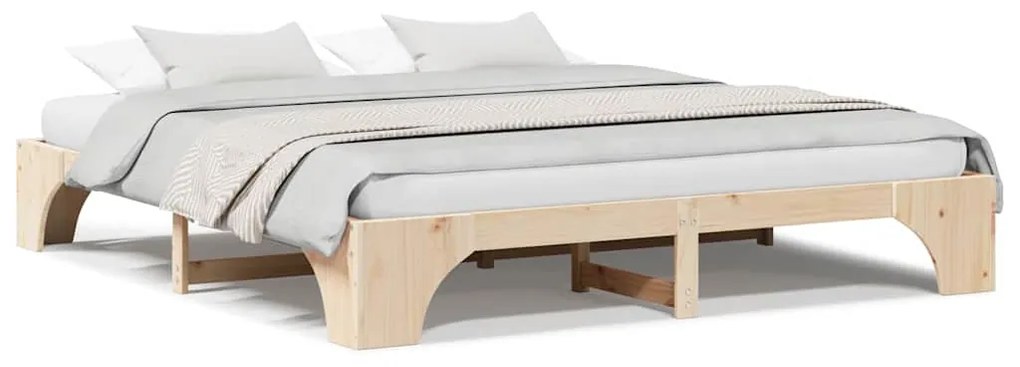Cama 200x200 cm de Madeira de Pinho Sólido