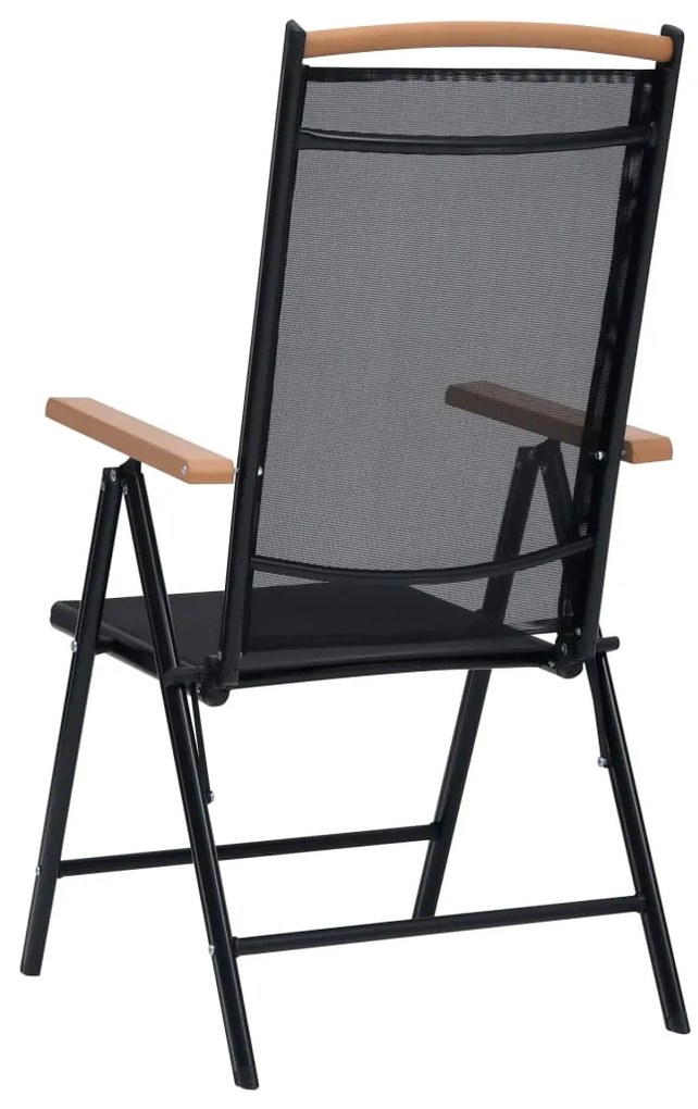 Cadeiras de jardim dobráveis 2 pcs alumínio e textilene preto
