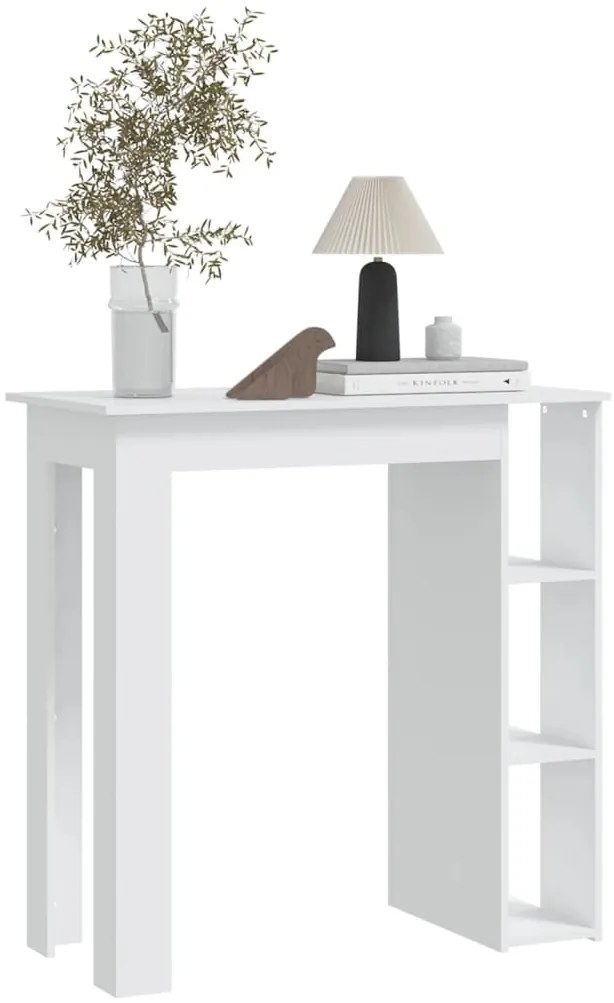 Mesa de bar com prateleiras derivados de madeira branco