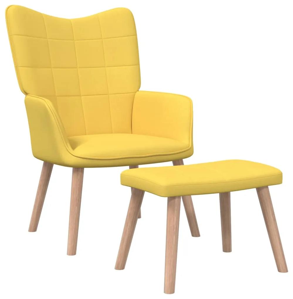 327937 vidaXL Cadeira de descanso com banco tecido amarelo mostarda