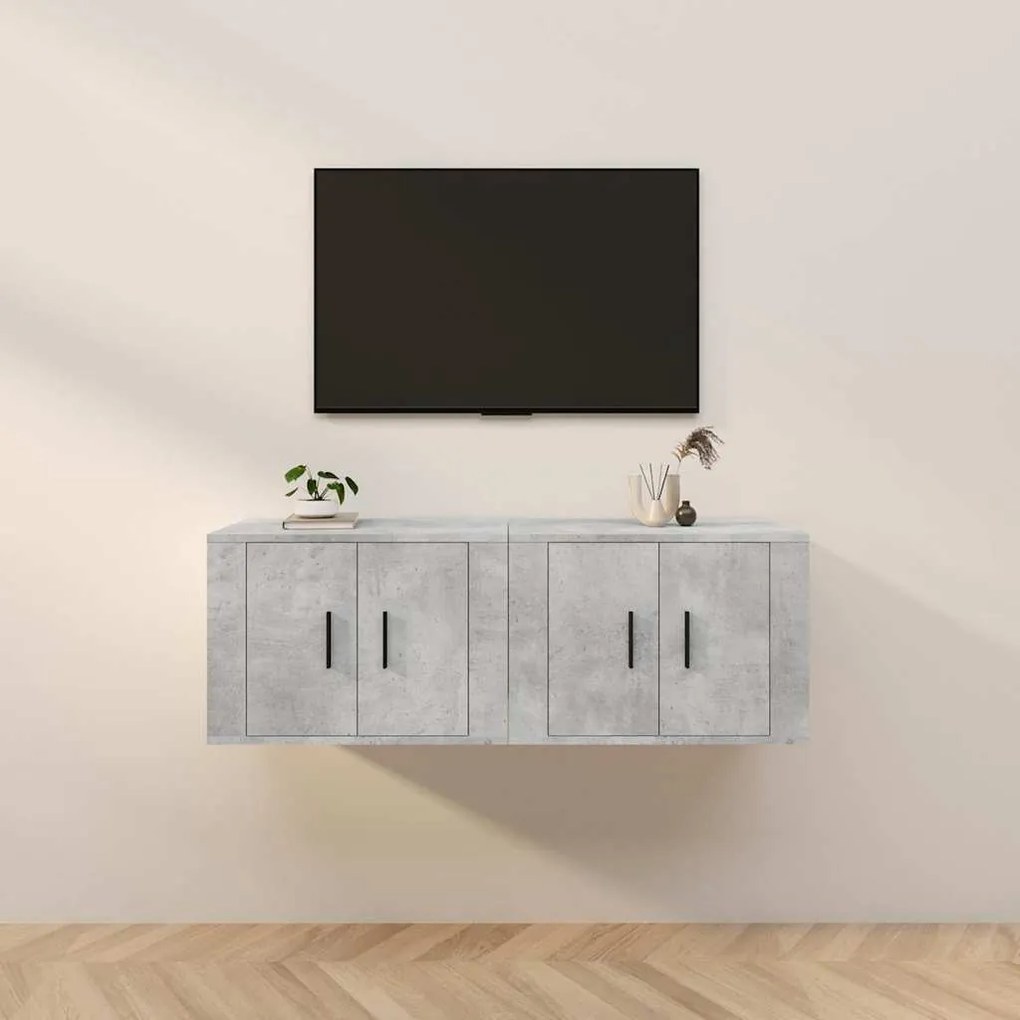 vidaXL Móveis de TV de parede 2 pcs 57x34,5x40 cm cinzento cimento