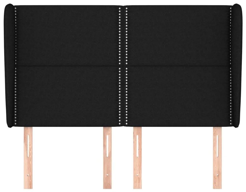 Cabeceira de cama c/ abas tecido 147x23x118/128 cm preto