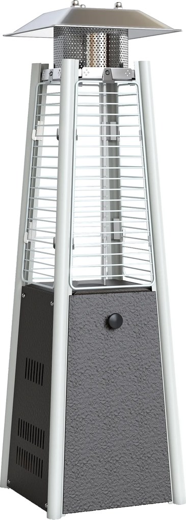 Outsunny Aquecedor a Gás Butano 3 KW Aquecedor de Exterior com Temperatura Ajustável Ignição por Pressão 23x23x89 cm Prata e Bronze | Aosom Portugal