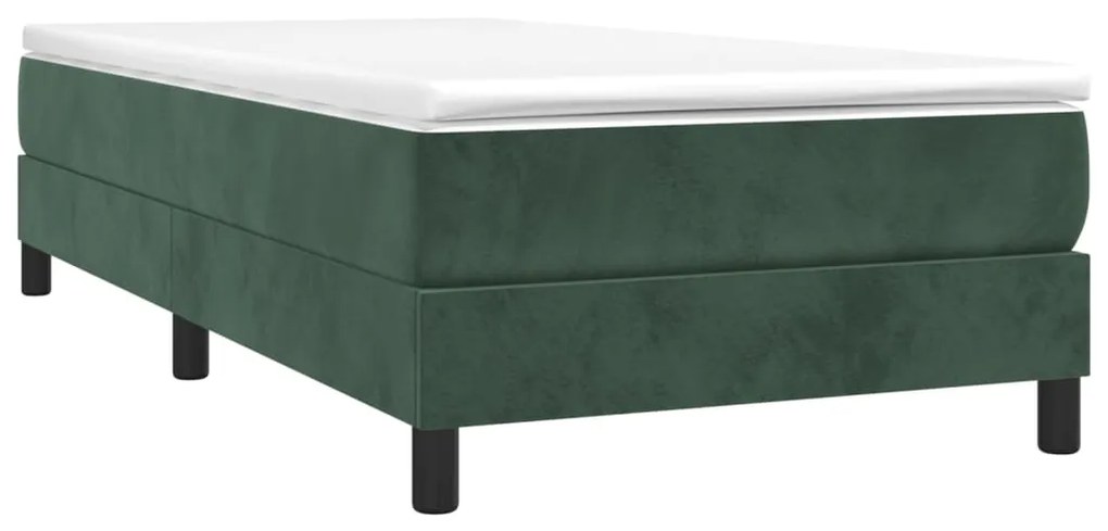 Estrutura de cama 90x190 cm veludo verde-escuro