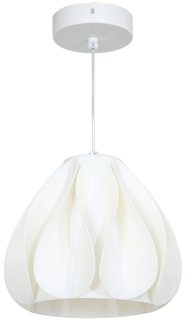 HOMCOM Candeeiro Suspensoo Moderno Candeeiro de Teto com Ecrã de Impressão 3D Iluminação para Sala de Jantar Ø20,5x17,5 cm Branco
