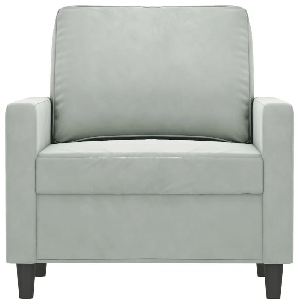 Poltrona 60 cm veludo cinzento-claro