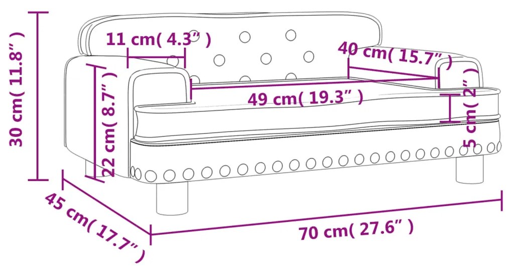 Sofá infantil 70x45x30 cm couro artificial cor creme