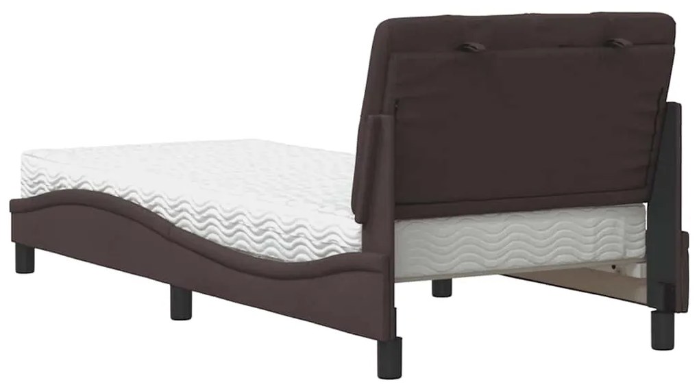 Cama com colchão 90x200 cm tecido castanho-escuro