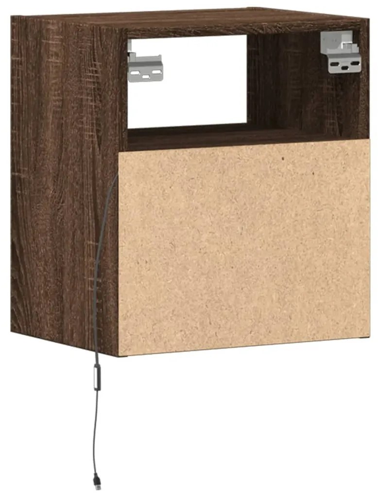Móveis de parede para TV com luzes LED 2 pcs carvalho castanho