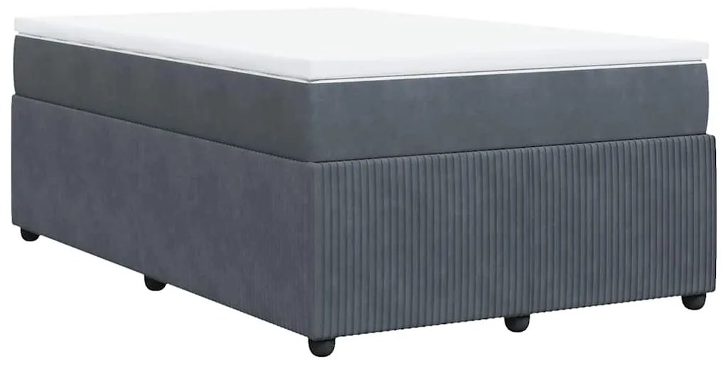 Cama boxspring com colchão 120x190 cm veludo cinzento-escuro