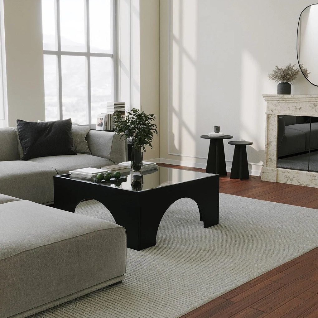 Mesa de Café Seine - Preto Transparente - 80x35x80 cm