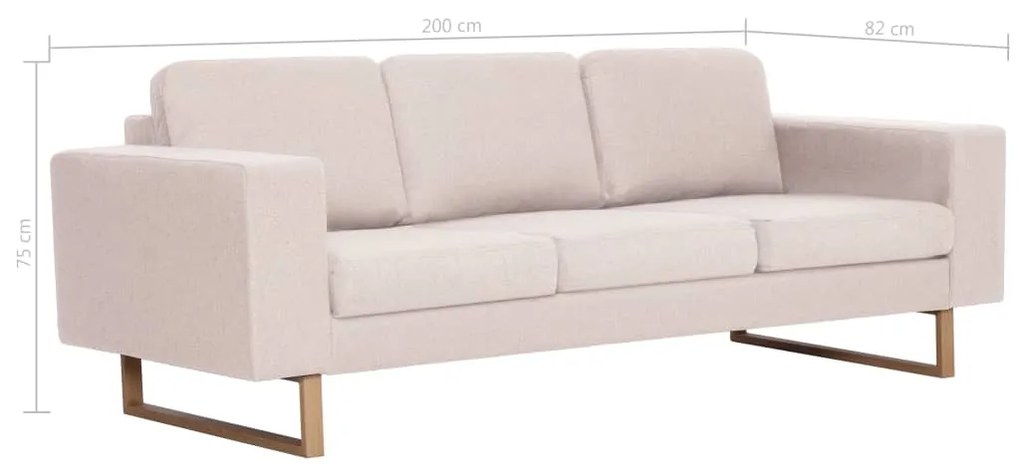 Sofá Valença de 3 Lugares - Em Tecido - Cor  Creme - 200x82x76 cm- Est