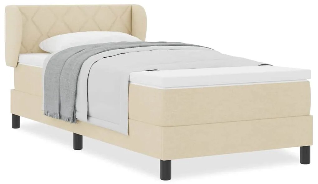 Cama Box Spring com Colchão creme 90x200 cm em Tecido