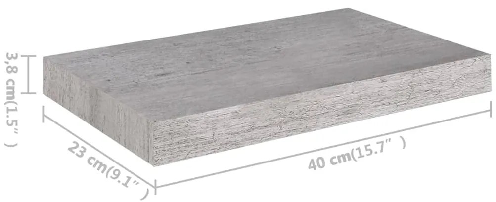 Prateleiras de parede 4 pcs 40x23x3,8 cm MDF cinzento-cimento