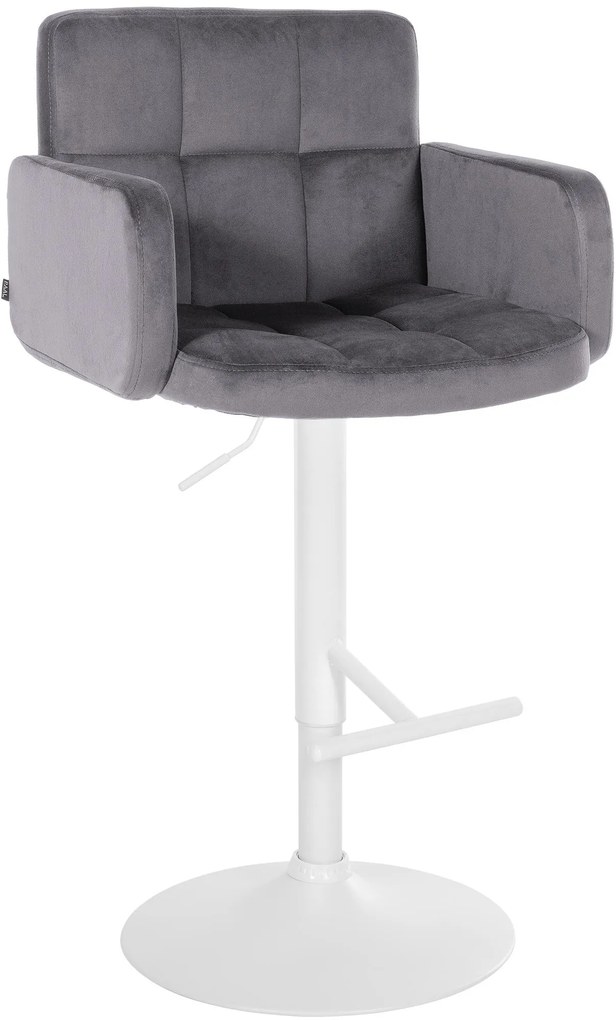 Banco de bar Los Angeles em veludo com estrutura branca 93-113 x 60 x 56 cm Cinzento escuro