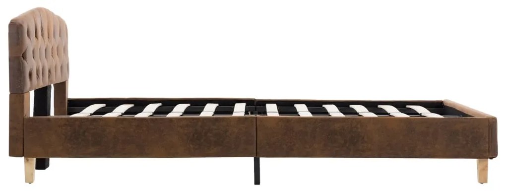 Estrutura de cama 120x200 cm camurça artificial castanho