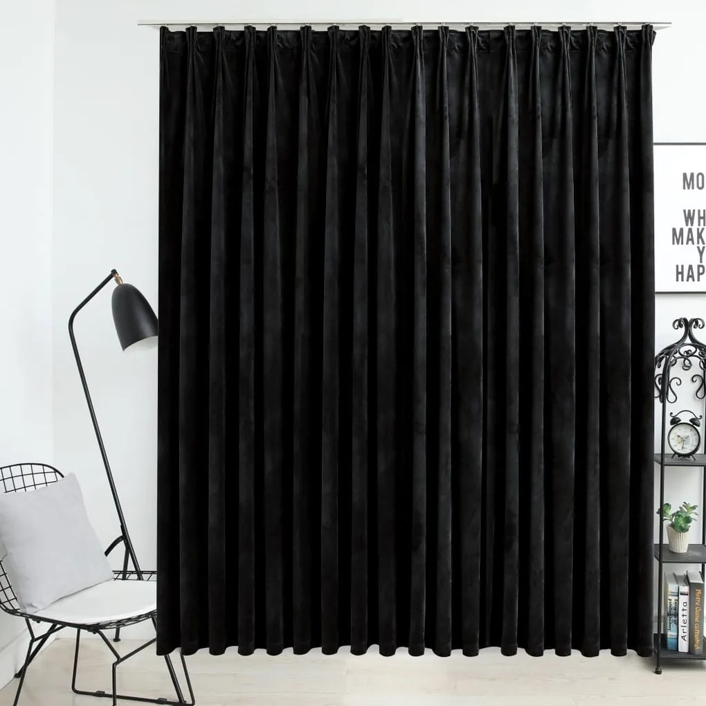 134495 vidaXL Cortina blackout com ganchos 290x245 cm veludo preto