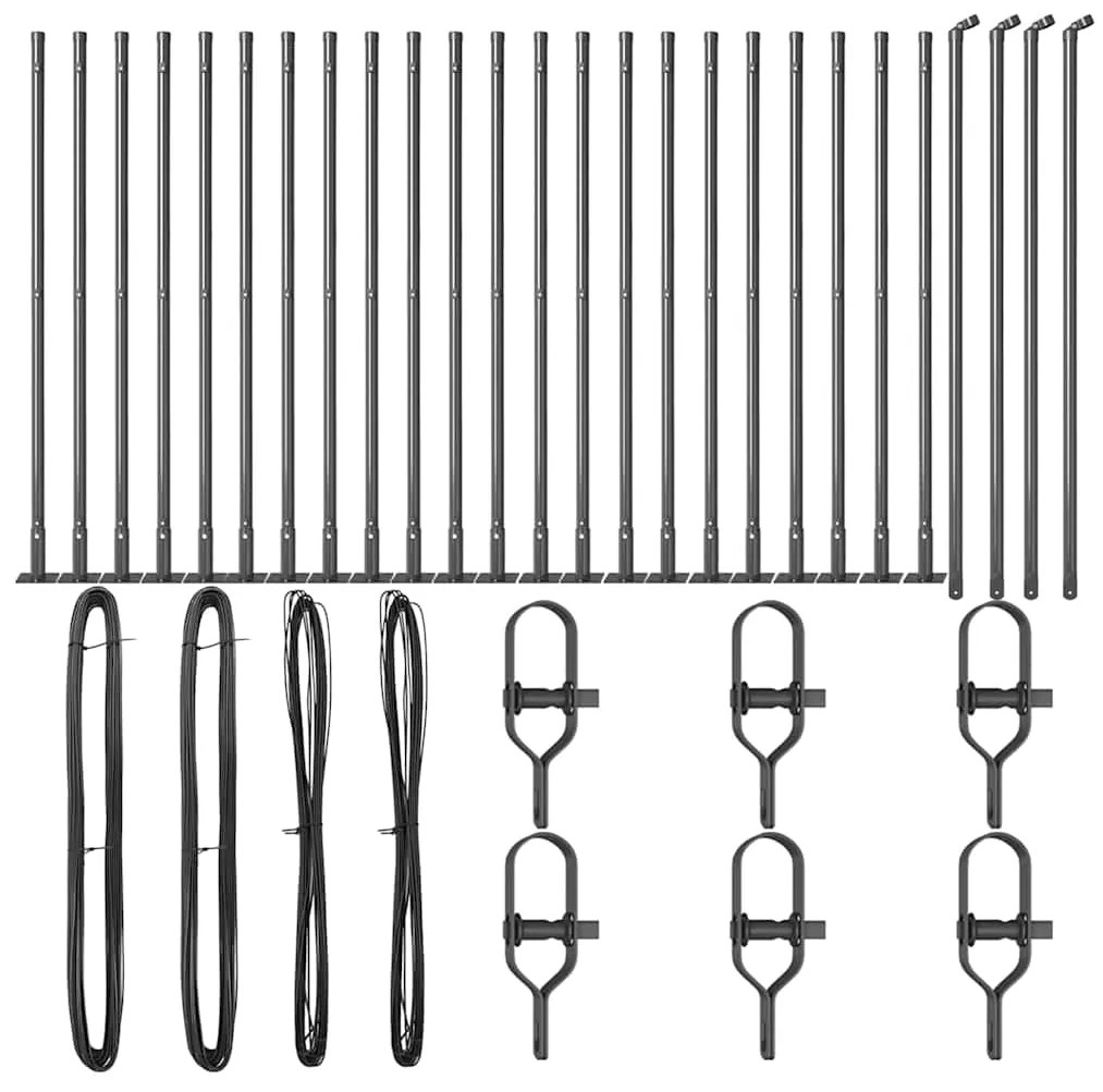 Postes de Cerca com Bases 26 pcs Ø32mm 110cm em Aço Galvanizado