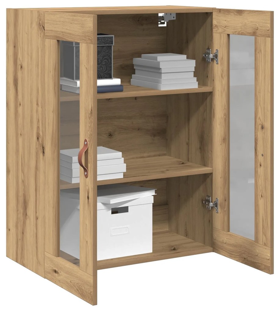 Armário de Parede com Portas de Vidro de Carvalho Artisan 69,5x34x90 c