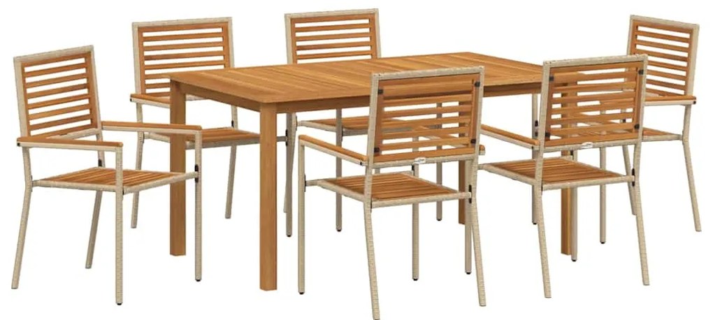 Conjunto de Jantar para Jardim 7 pcs Bege 150 x 90 x 74 cm