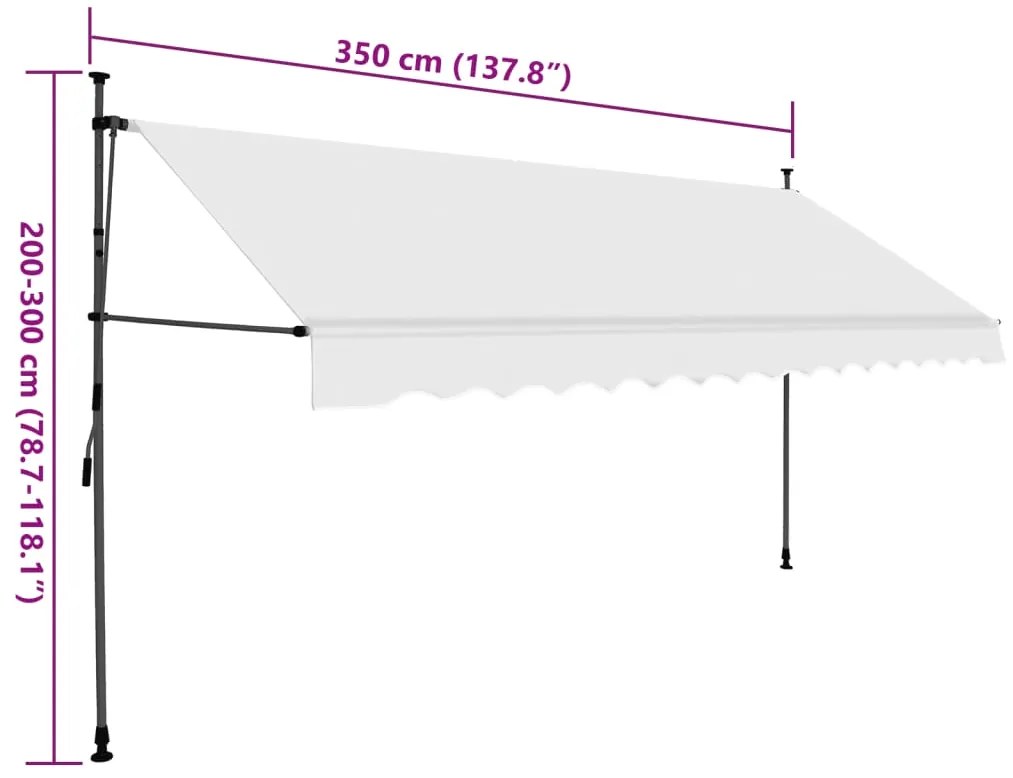Toldo retrátil manual com LED 350 cm creme