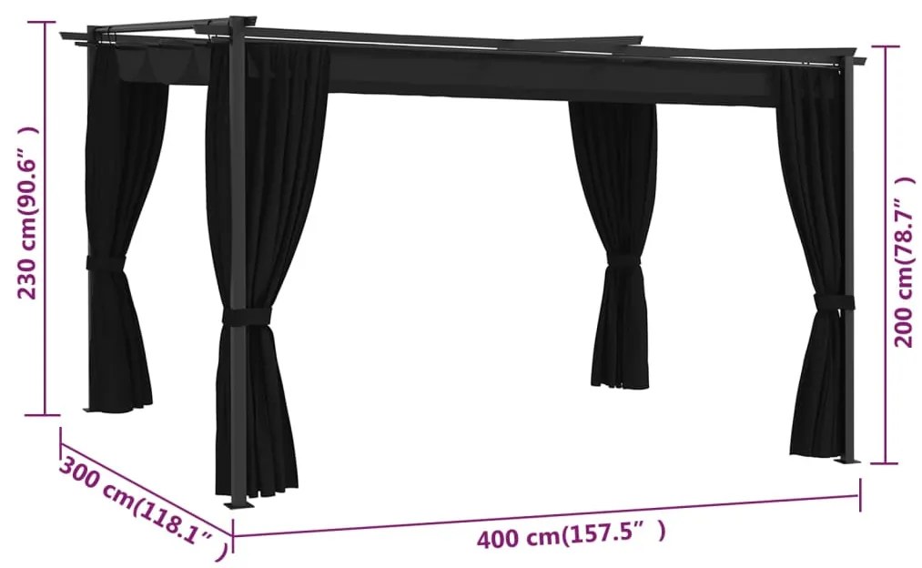 Gazebo 4x3 m antracite