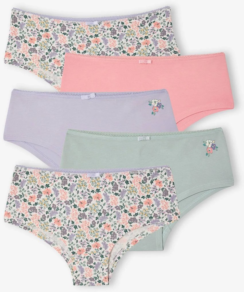Lote de 5 shorties, para menina verde-salva