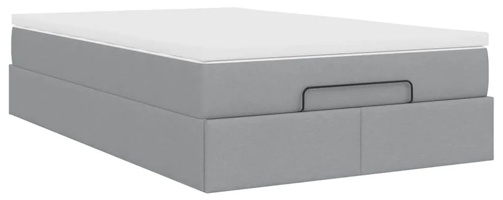 Estrutura cama otomana colchão 120x200 cm tecido cinzento claro
