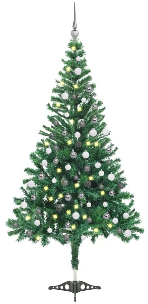 vidaXL Árvore de Natal artificial pré-iluminada com bolas 230 ramos