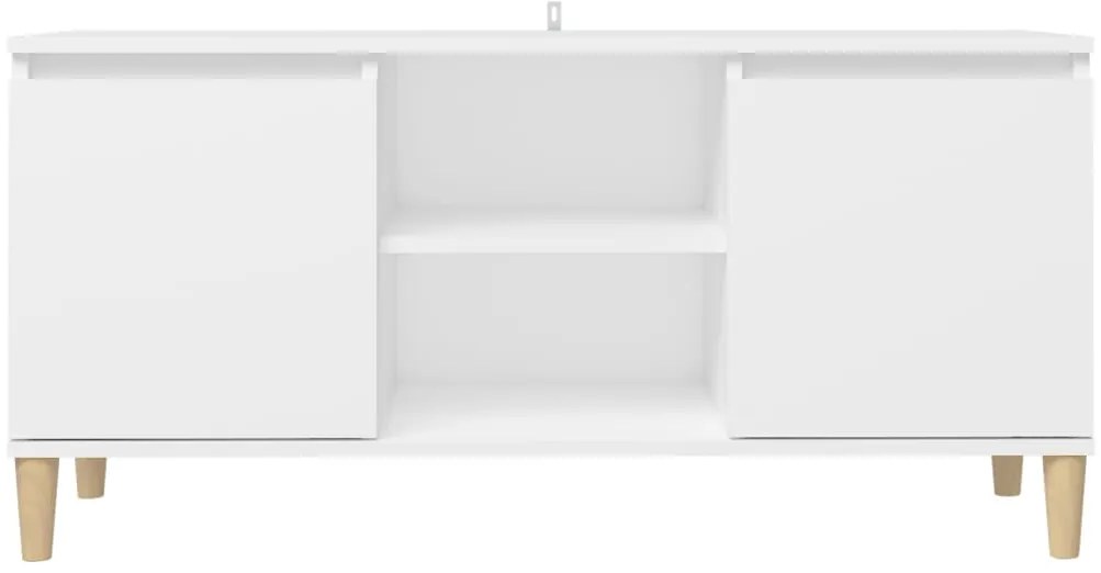 Móvel de TV c/ pernas de madeira maciça 103,5x35x50 cm branco