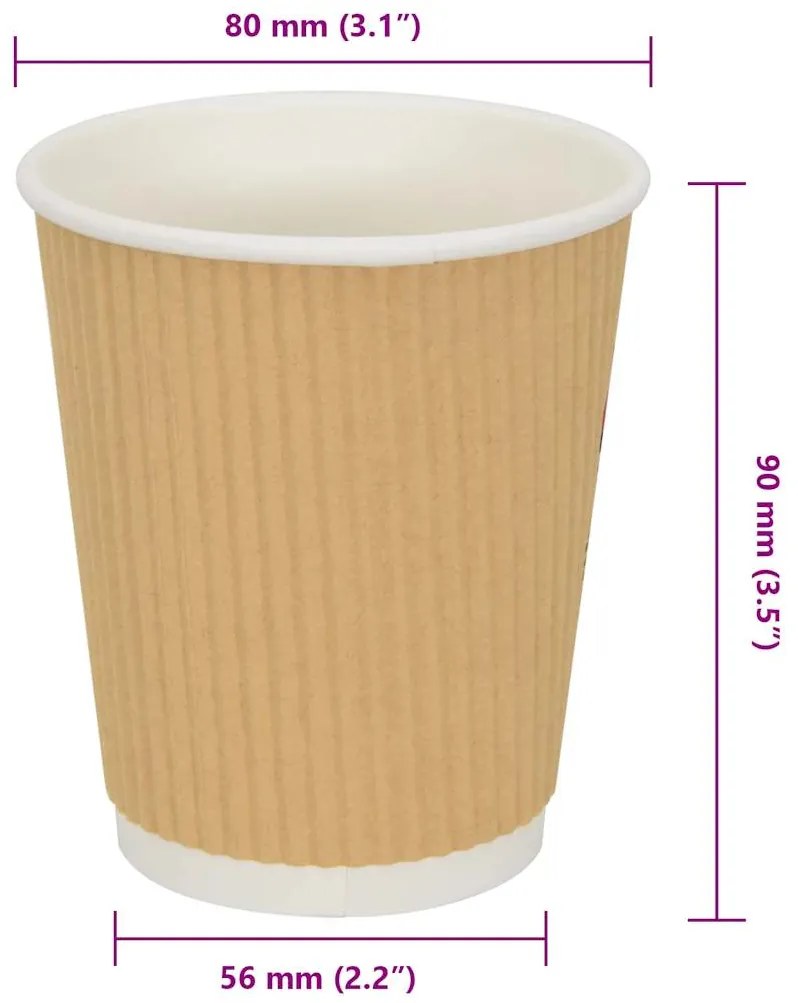 Copos de café de papel 500 pcs 8oz 200ml castanho