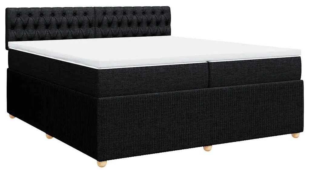 Cama com molas/colchão 200x200 cm tecido preto
