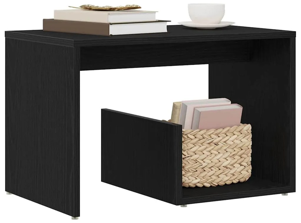 Mesa de Apoio vidaXL Preta em Madeira de Carvalho 59x36x38 cm