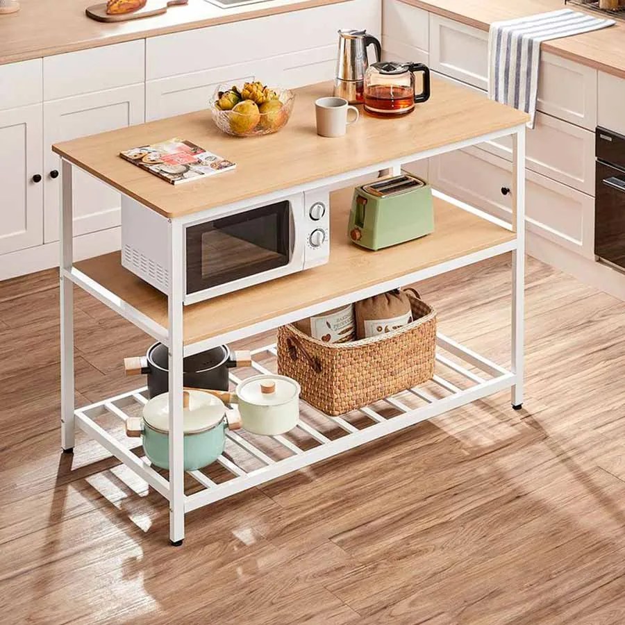Armário de cozinha de 3 níveis 60 x 120 x 90 cm industrial natural + Branco