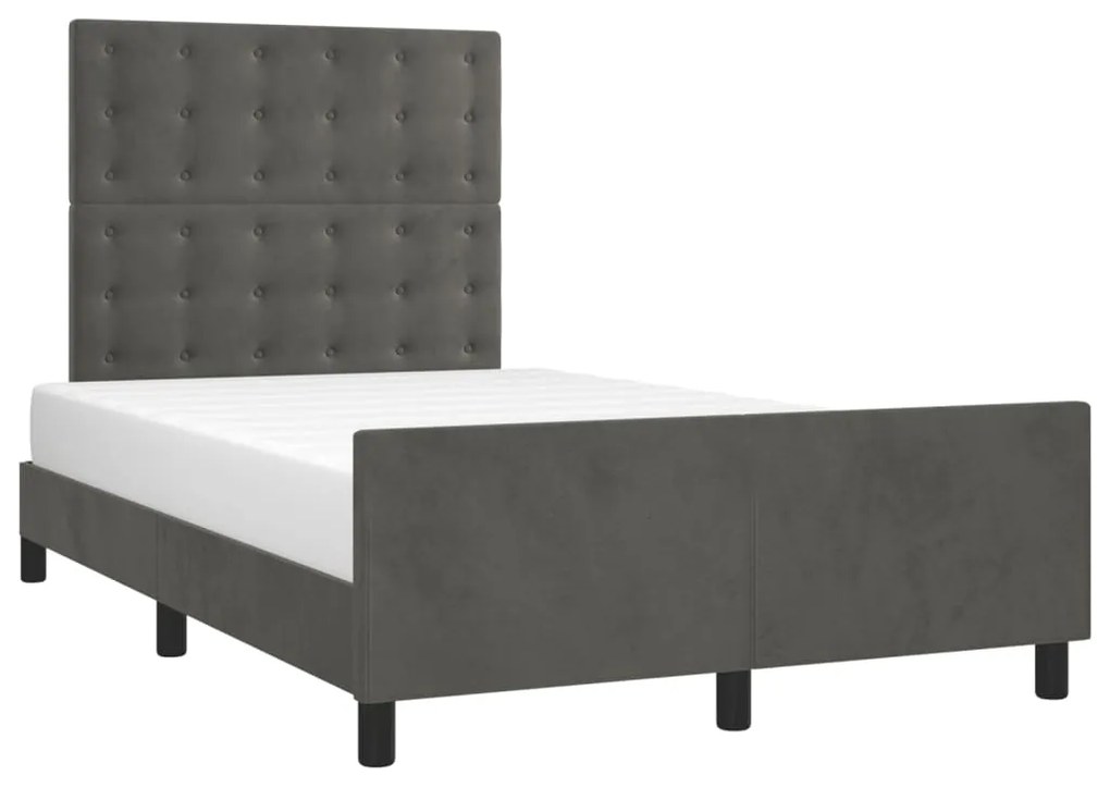 Estrutura de cama sem colchão 120x190 cm Veludo cinza escuro