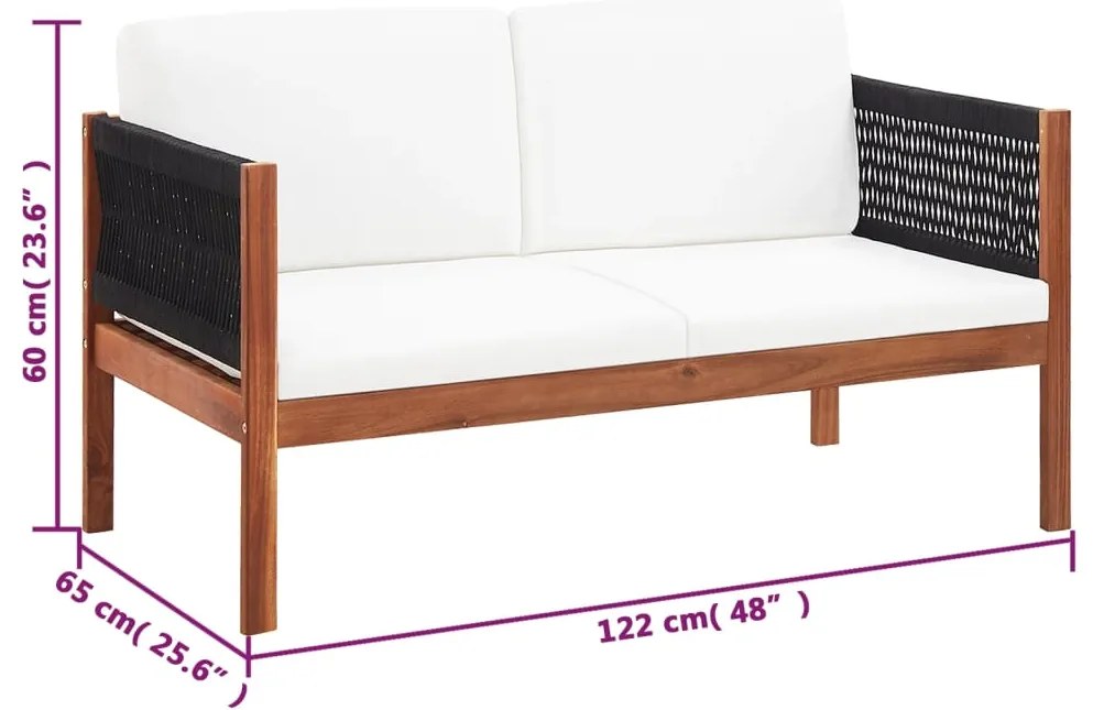 Conjunto lounge de jardim 4 pcs madeira de acácia maciça